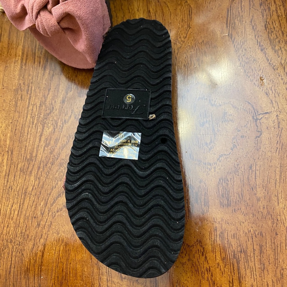 MAUVE BOW SLIDES FOOTBED SANDALS - Picture 4 of 9